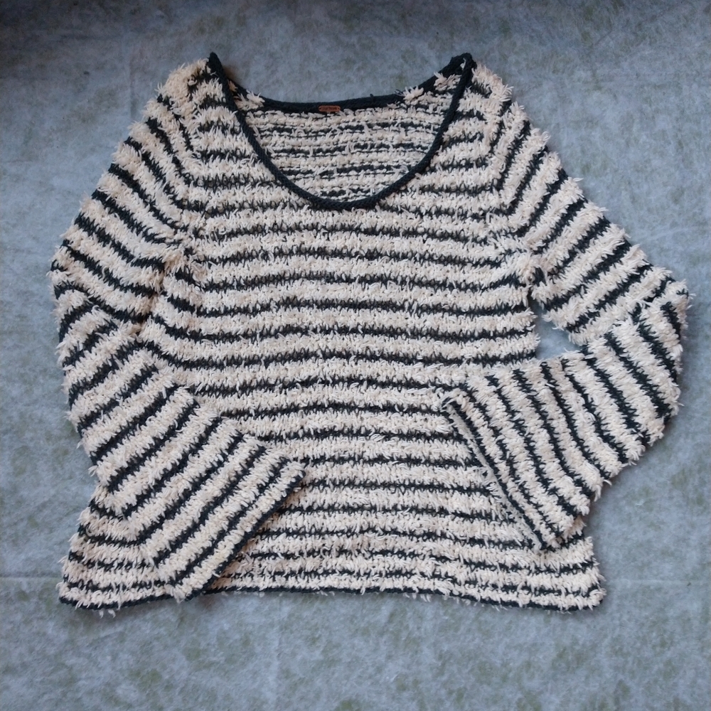 Free People Shaggy Stripe Chunky Eyelash Sweater